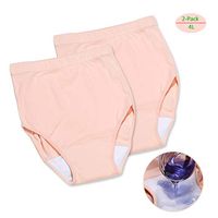 Elify Women's Light Urinary Incontinence Underwear - Absorbency Washable Reusable Plus Size Briefs Adult Females Panties Cotton Soft Comfort Breathable Knicker - Pink (2-Pack-4L-Fit Waist 32"-43")