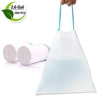 Chan Ve 2.6 Gallon White Small Strong Drawstring Trash Bag,Garbage Bags for Bathroom, Kitchen, Bedroom, Home, Office, Trash Cans - 180 Counts/3 Rolls