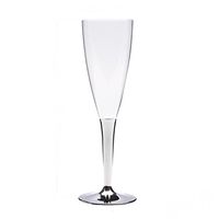 Mozaik Premium Plastic Silver Stemmed Champagne Flutes, 48 count