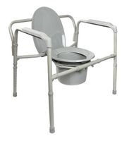 Bariatric Commode Chair, Heavy Duty Folding Steel Frame, Fixed Arm, 650 lb. Capacity, 12 Quart Bucket