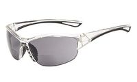 Eyekepper Half-Frame Sports Bifocal Sunglasses +2.50 Strength Reading Sunglasses (Transparent Frame/Grey Lens)