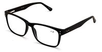 Men Premium Rectangle Stainless Steel Reading Glasses - Wide Fitment Metal Reader (Black, 2.50)