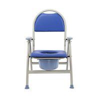 BINZHI Elderly Toilet Seat, Household Folding Anti-Slip Elderly Pregnant Women Toilet Backrest and Armrest Waterproof Shower Chair, Blue Bedside Toilet (Color : Blue)