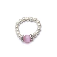 Cats Eye Pink and White Stretch Ring Size Medium