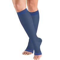 Truform Sheer Compression Stockings, 15-20 mmHg, Women's Knee High Length, Open Toe, 20 Denier, Blue, Small