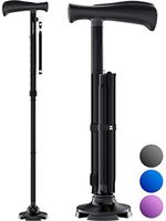 HoneyBull Walking Cane for Men & Women | Free Standing, Foldable, Pivot Tip [Black]