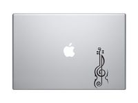 Music Note#1- Violin Treble Clef Symbol Artist School Musical - 5" Black Vinyl Decal Sticker Car Macbook Laptop