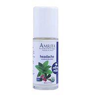 Amrita Aromatherapy Organic Headache Roll-On Relief, Natural Painkiller, Organic Lotion Base with Peppermint, Yellow Birch, and Sweet Lavandin Essential Oils, 30 milliliters
