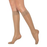 Healthweir Sheer Compression Knee High Stockings for Women 15-20 (EU 18-22) mmHg - Medical Support Closed Toe Ted Hose with Stay-up Band for Varicose Veins Maternity Nursing Flight Travel (3, Skin)