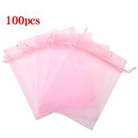 Boshen 100/200PCS Organza Gift Candy Sheer Bags Mesh Jewelry Pouches Drawstring Bulk for Wedding Party Favors Christmas 3"x4" 5"x7" (5" X 7"(100PCS), Pink)