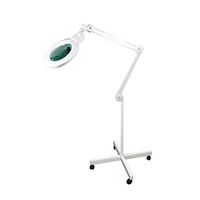 BoliOptics Professional LED Magnifying Lamp on Rolling Floor Stand - Full Spectrum Daylight Bright Magnifier Glass Lighted Lens - Adjustable Swivel Arm + Optional Clamp, White, 5 Diopter, 7 inch Lens