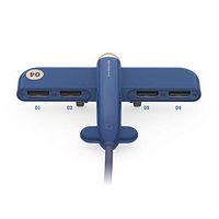 YUIOP Multi Port 4-Port USB 2.0 Hub Creative Aircraft Airplane Plane Shape 4 Ports USB Charging Splitter Expander for MacBook Mac Pro PC Laptop Computer Flash Drives Mobile HDD Gift (Blue)