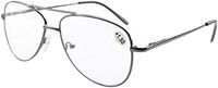 Eyekepper Spring Hinges Polycarbonate Lens Pilot Style BiFocal Reading Glasses Clear Lens +1.5