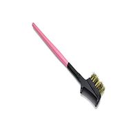 Elevin(TM) Steel Eyebrow Eyelash Dual-Comb Extension Brush Metal Comb Cosmetic Makeup Tool (Pink)