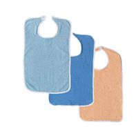 3 Terry Adult Bib with Hook and Loop Closure (Blue, Royal, Peach)