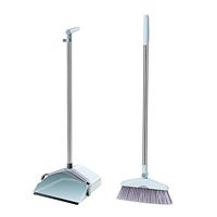 Broom and Dustpan With Long Handle Telescopic Up Non-stick Hair Household Soft Brush Broom And Dustpan Non-Slip Handle Multi-Function Windproof Broom Set Office Garage Schools Garden Cleaning Tools