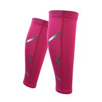 Herbalcandybox Calf Compression Sleeve,Reflective Compression Leg Sleeves for Men & Women and Runners - Calf Guard for Running, Cycling, Travel, 1 Pair,Rose-Carmine,Small