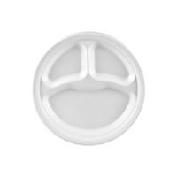 Dart 9CPWQR 9 in White Laminated Foam 3 Comp Plate (Case of 500)