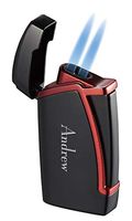 Personalized Visol Everest Black and Red Dual Torch Flame Cigar Lighter with Free Laser Engraving ([C] Text)