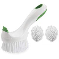 Amazer Dish Brush, Kitchen Dish Washing Brushes with Two Replacement Brush Heads, Short Handle Dish Brushes for Pot Pan Plate Dishes Cleaning