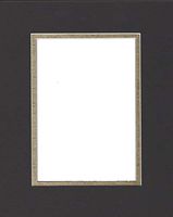 16x20 Double Acid Free White Core Picture Mats Cut for 11x14 Pictures in Black and Gold