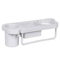 LOSYU Muti-Function Hair Dryer Holders, Wall Mount Plastic Hair Dryer Holders, Hair Care & Styling Tool Organizer with Storage Compartment Hook Towel Bar (Color : Gray)