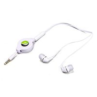 White Retractable Headset Dual Earbuds Earphones with Microphone for Samsung Galaxy J1 J3 J5 J7, Grand Prime - LG Volt 2, Tribute 2, Escape 2 - ZTE Overture 2, ZMAX, ZMAX+, Nubia Z9 - ASUS Zenfone, 2