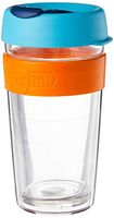 KeepCup 16oz Reusable Coffee Cup. Toughened Glass Cup With Silicone Band & Clear Plastic Twin Wall. 16-Ounce/Large, Shine