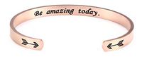 fishhook Engraved Uplifting Inspirational Motivational Mantra Stainless Steel Bangle Magnetic Bracelet Gift for Women Girls (Rose Gold, Be Amazing Today)