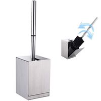 Angle Simple Toilet Brush and Holder, SUS304 Stainless Steel Toilet Bowl Brush Holder, Toilet Brush Set, Wall Mount, Free Stand or Adhesive, Brushed Nickel