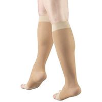 Truform Sheer Compression Stockings, 15-20 mmHg, Women's Knee High Length, Open Toe, 20 Denier, Light Beige, Small
