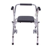 QFXFL Folding Walker with Seat, Handicapped Seniors Portable Rollator Walkers Aids with 2 Wheels Height Adjustable ZQ001