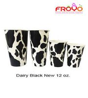 Dairy Black Cold Cups + Flat Lids (16 Oz)
