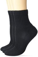 MediPeds Women's Diabetic Quarter Socks with Non-Binding Funnel Top 3 Pairs, Black, 7-10