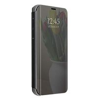 Compatible for Huawei Nova 6 SE Case, Mirror Makeup Design Translucent View Flip Bookstyle Standing Luxury Protecter Shell with Kickstand Phone case Bumper Cover for Huawei Nova 6 SE (Black)