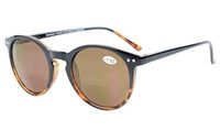 Eyekepper Key Hole Style Spring-Hinged Round Bifocal Sunglasses Sunshine Readers Black-Tortoise +2.5