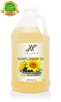 100% Natural Sunflower Seed Oil by Velona | Refined, Cold Pressed, Extra Virgin | for The Best Skin, Face, Body & Hair Care and Cooking | Size: 64 oz
