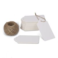 KINGLAKE 100 Pcs White Kraft Paper Blank Gift Tags with String Wedding Favor Hang Tags with 100 Feet Natural Jute Twine Retangle Tags for Crafts & Price Tags Labels