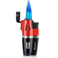 Cigar Torch Lighters Butane Refillable Lighter High Quality 3 Jet Flame Strong Flame Windproof with Punch(No Gas Include)