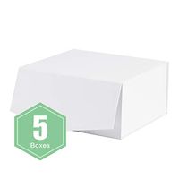 WRAPAHOLIC 5Pcs White Gift Box 8x8x4 Inches, Collapsible Gift Box with Magnetic Closure for Party, Wedding, Gift Wrap, Bridesmaid Proposal, Storage