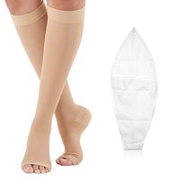 Compression Socks Open Toe 20-30 mmHg for Women Men Knee High Compression Stockings for Varicose Veins, Edema & Post Surgical with Free Auxiliary Wear Socks Sleeve XL
