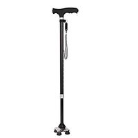 Qi Peng Crutches - Senior Fixed Four-Foot Telescopic Cane Adjustable LED Lights Anti-Skid Four-jaw Contraction Crutch (Color : A)