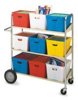 Charnstrom Three Shelf Long Mobile Bin Cart (B117)