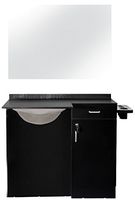 SAVVY (Black Wood Grain) Hunter Salon Styling Wet Station w/Side Mount APC & Mirror + + Free Cape Co. Shampoo Cape ($25 Value) Shampoo Bowl NOT Included