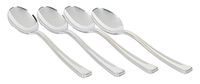 Exquisite 160 Disposable Plastic Silver Teaspoons Silverware, Fancy Plastic Cutlery, Heavy Duty Quality Utensils for Catering Formal Events, Wedding, Parties, Dinner and all other occasions