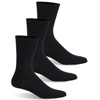 Facool Diabetic Socks for Men Women, Non-Binding Socks, Cotton Ankle Diabete/Dress Socks with Seamless Toe 3 Pairs Medium Black