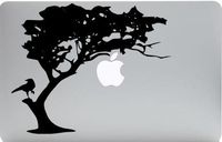 Crow in Tree Macbook Decal Sticker Skin Laptop 5.8" High X 4.1" Wide