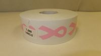 Perforated Pink Ribbon Support Tanning Stickers, Roll of 1000