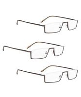 READING GLASSES 3 pack Metal Half-Rim Readers (Gunmetal, 2.00)
