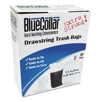 Drawstring Trash Bags, 13gal, .80mil, 24 x 28, White, 80/Box